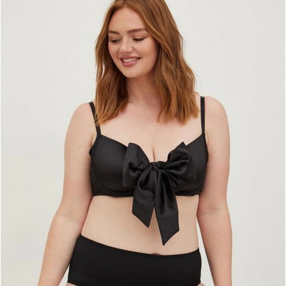 Torrid Big Bow Black Satin Underwire Bra